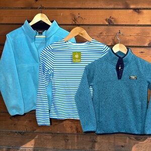 L.L. Bean Boys Youth Size S/M/L Spring Outerwear Fleece Jacket and Shirt Bundle